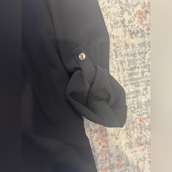 Susan Graver Stretch Woven Button Front Long Sleeve Shirt Plus 16 Black A286471 - Picture 4 of 10